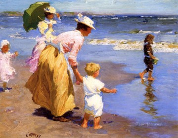  Edward Obras - En la playa Playa impresionista Edward Henry Potthast